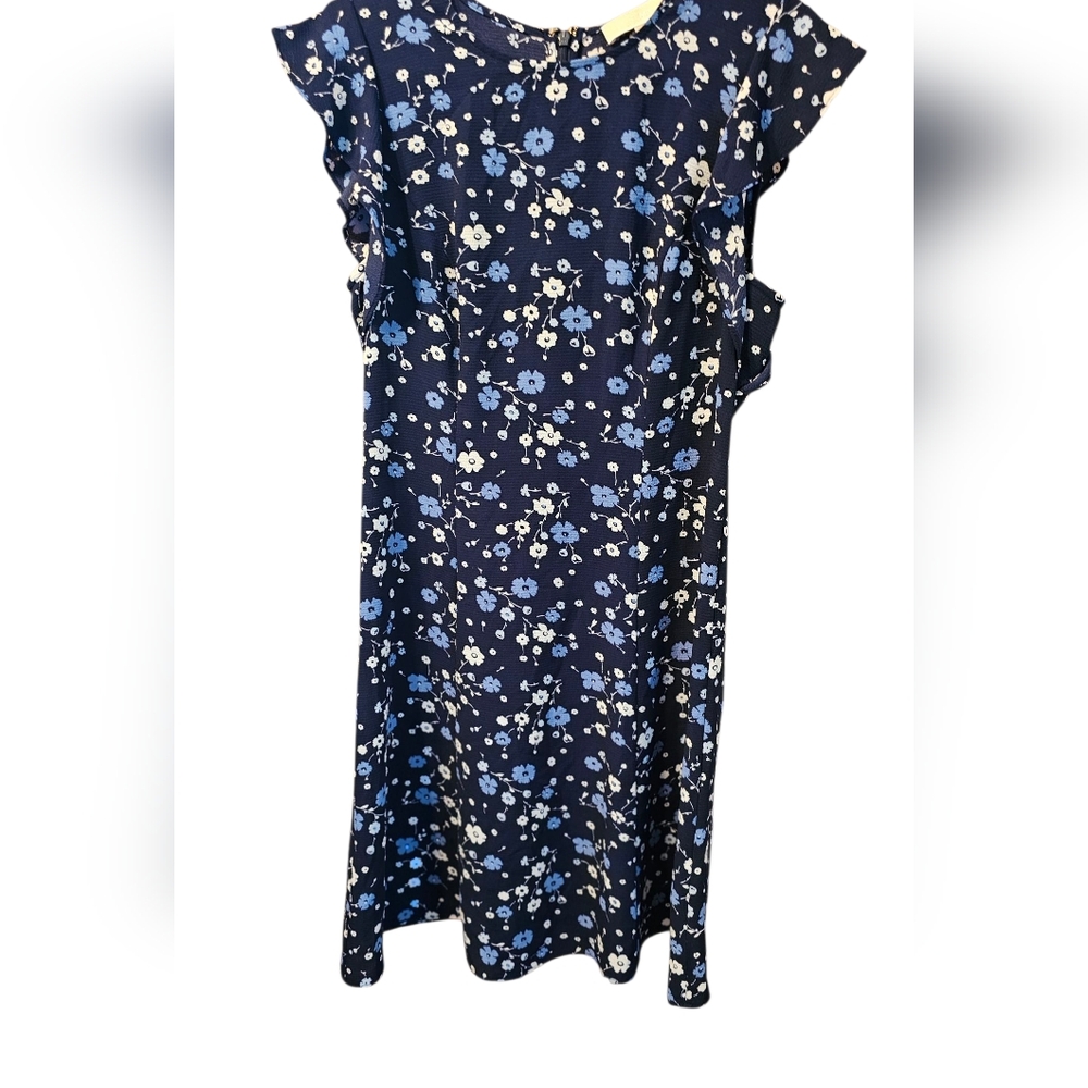 MICHAEL KORS Navy with Blue and White Flowers Dress